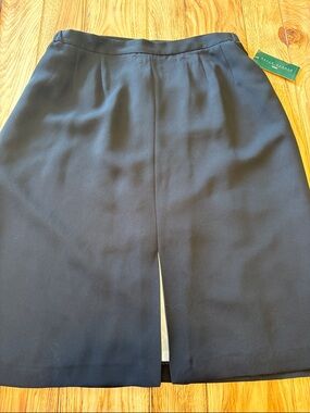 Navy Pencil Skirt with Front Slit by Bernard Holtzman